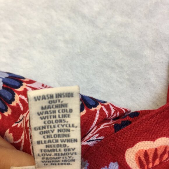 New! St. John’s Bay Dress XS Red Blue Floral Sleeveless Drawstring Waist - Picture 9 of 14